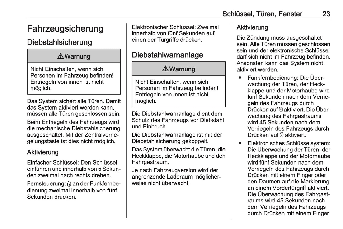 2023-2024 Opel Vivaro Owner's Manual | German
