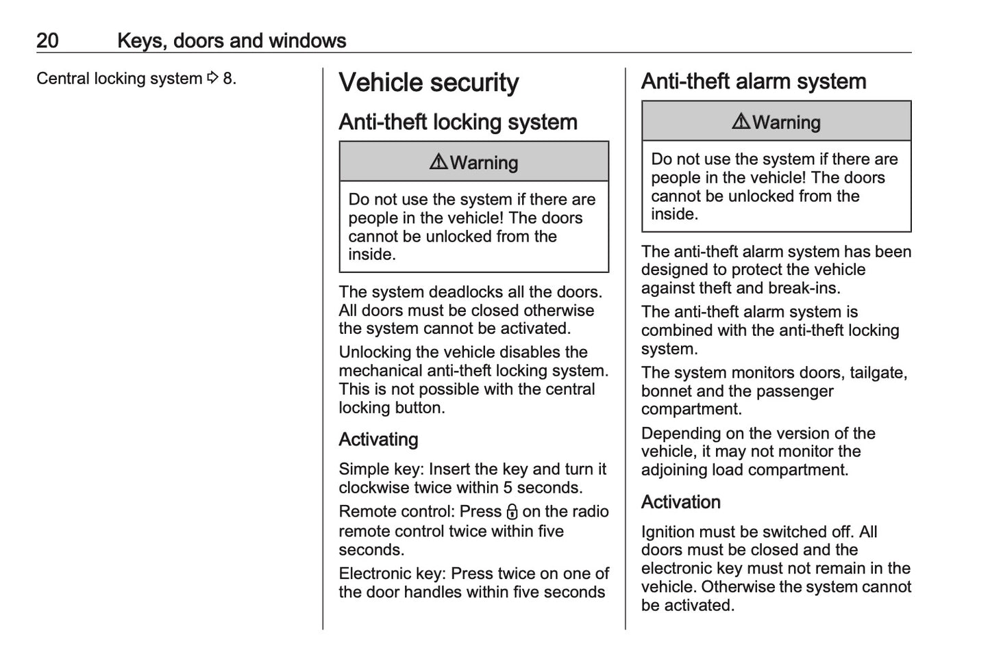 2023-2024 Opel Vivaro Owner's Manual | English