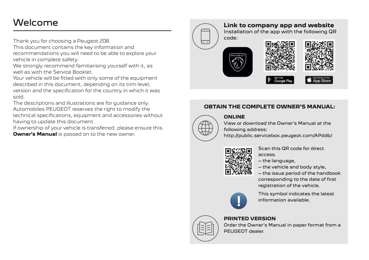 2025 Peugeot 208/e-208 Owner's Manual | English