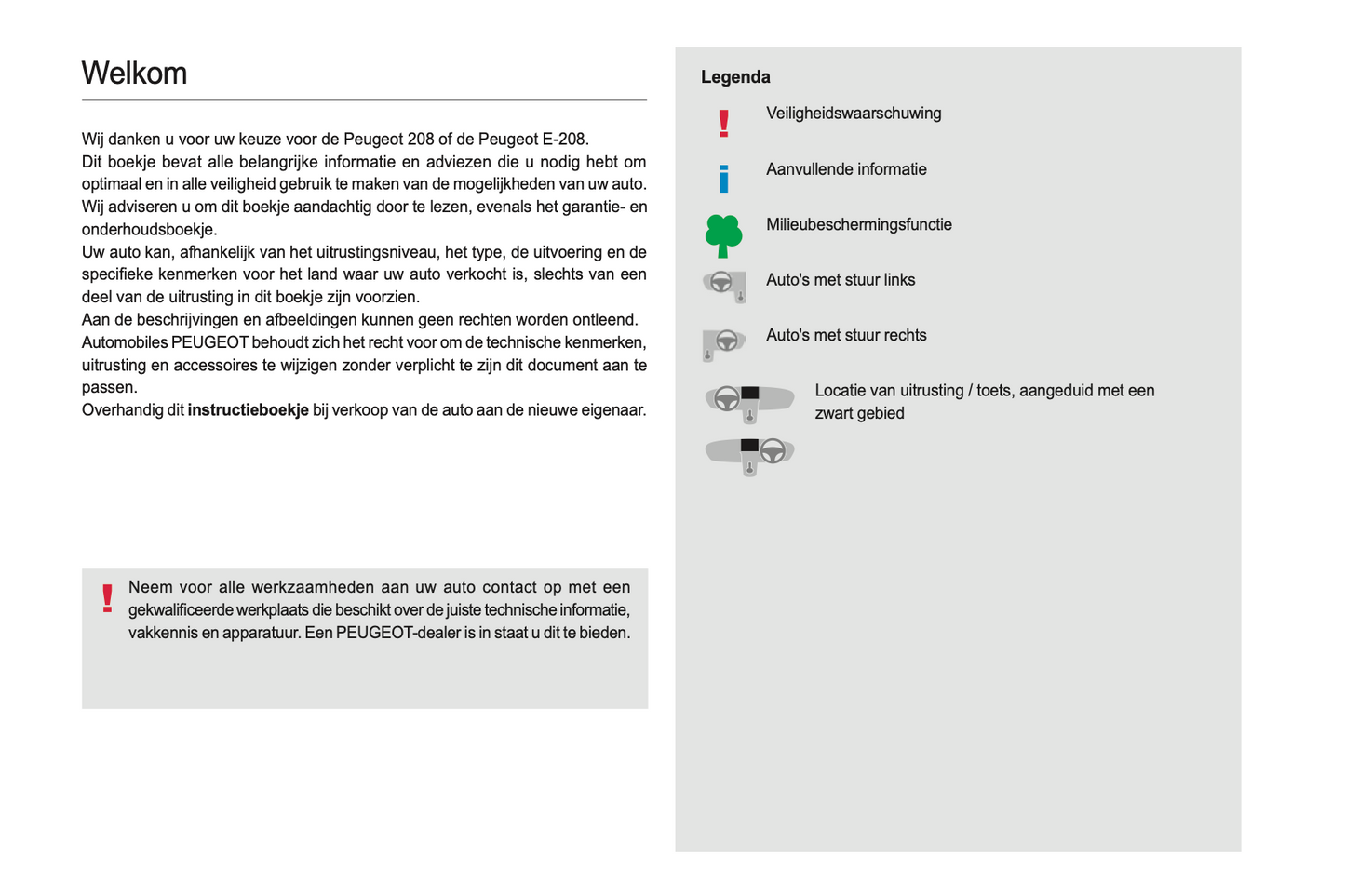 2023-2024 Peugeot 208/e-208 Owner's Manual | Dutch