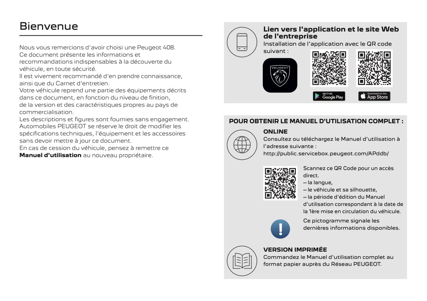 2026 Peugeot 408 Manuel du propriétaire | Français