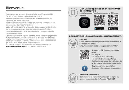 2026 Peugeot 408 Manuel du propriétaire | Français