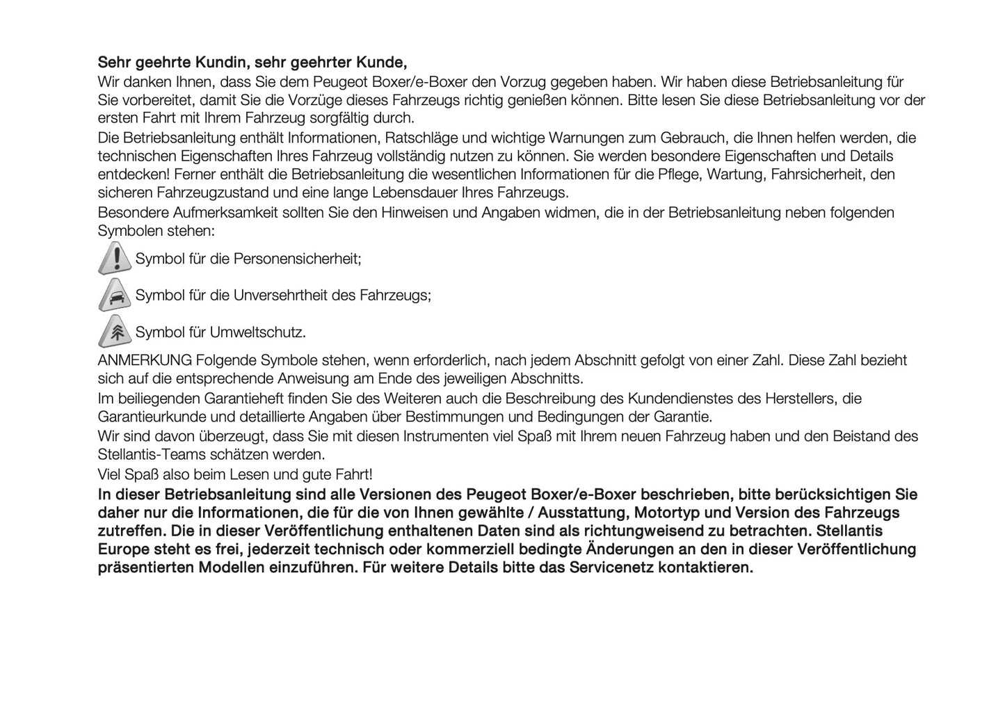 2025 Peugeot Boxer Owner's Manual | German