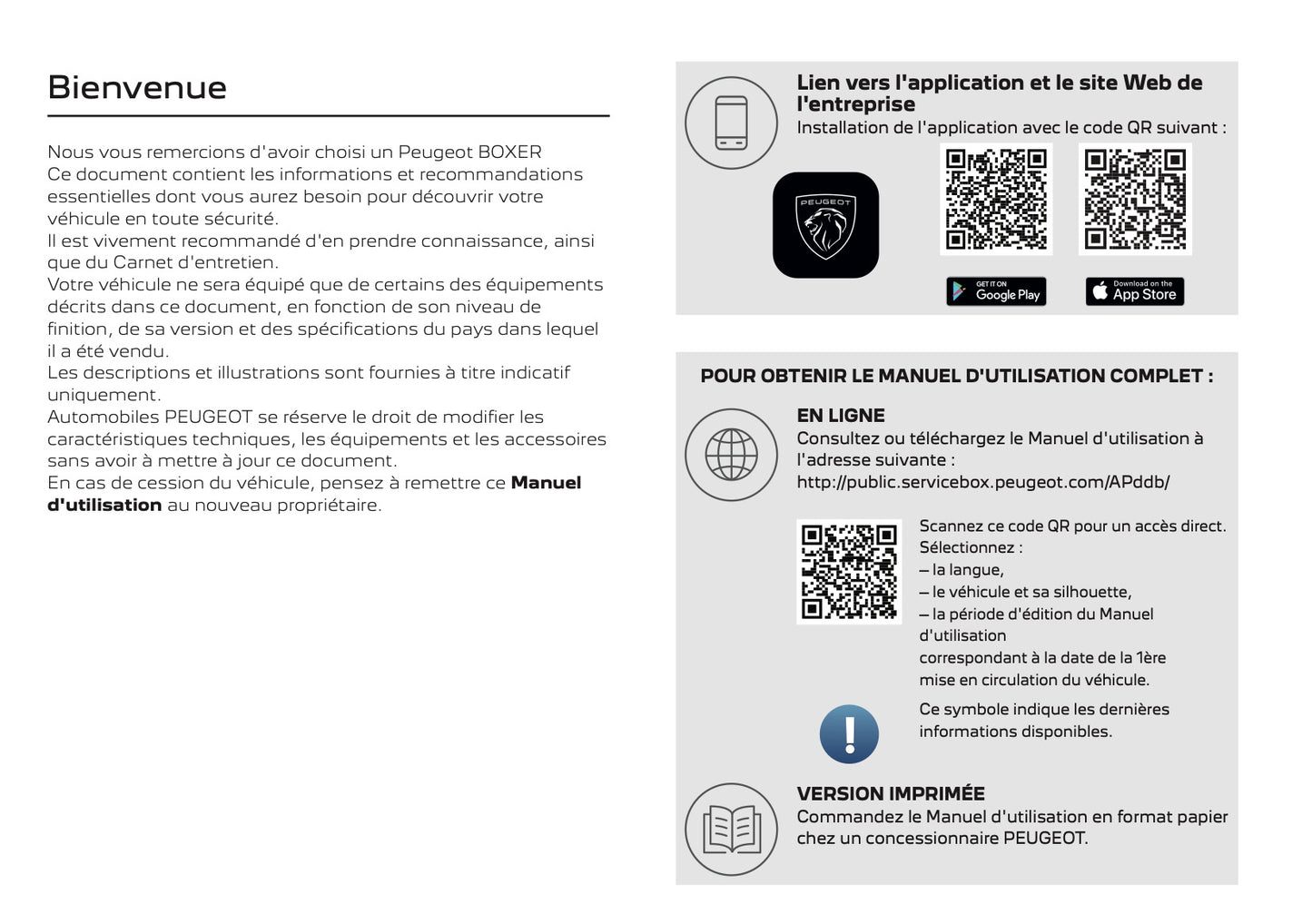 2025 Peugeot Boxer Owner's Manual | French