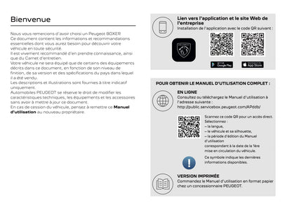2025 Peugeot Boxer Owner's Manual | French