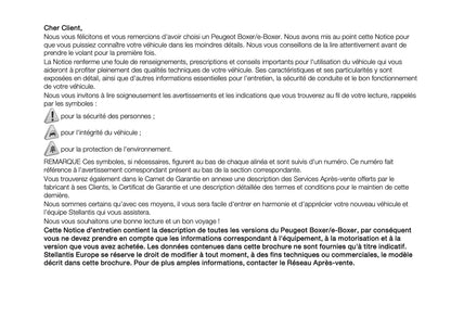 2025 Peugeot Boxer Owner's Manual | French