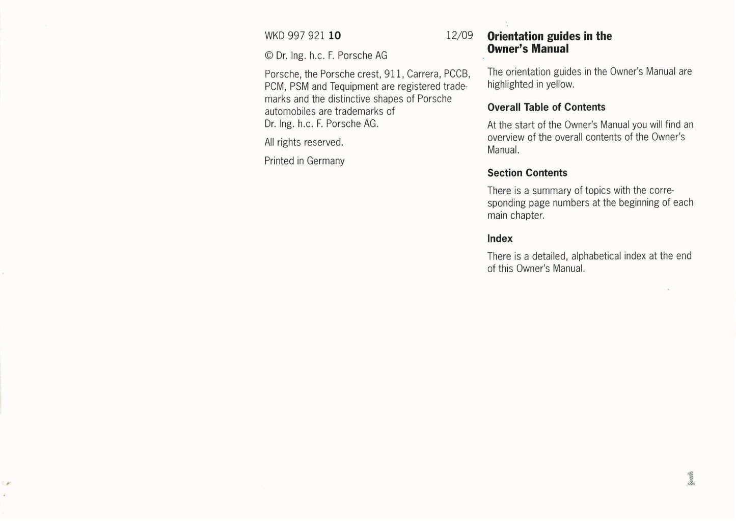 2010 Porsche 911 GT3/GT3 RS Owner's Manual | English