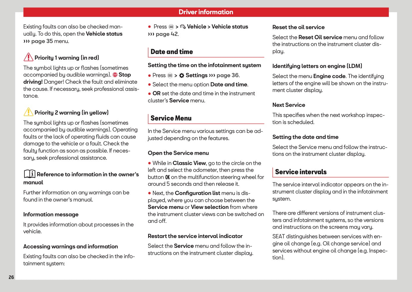 2026 Seat Leon/Leon Sportstourer Owner's Manual | English