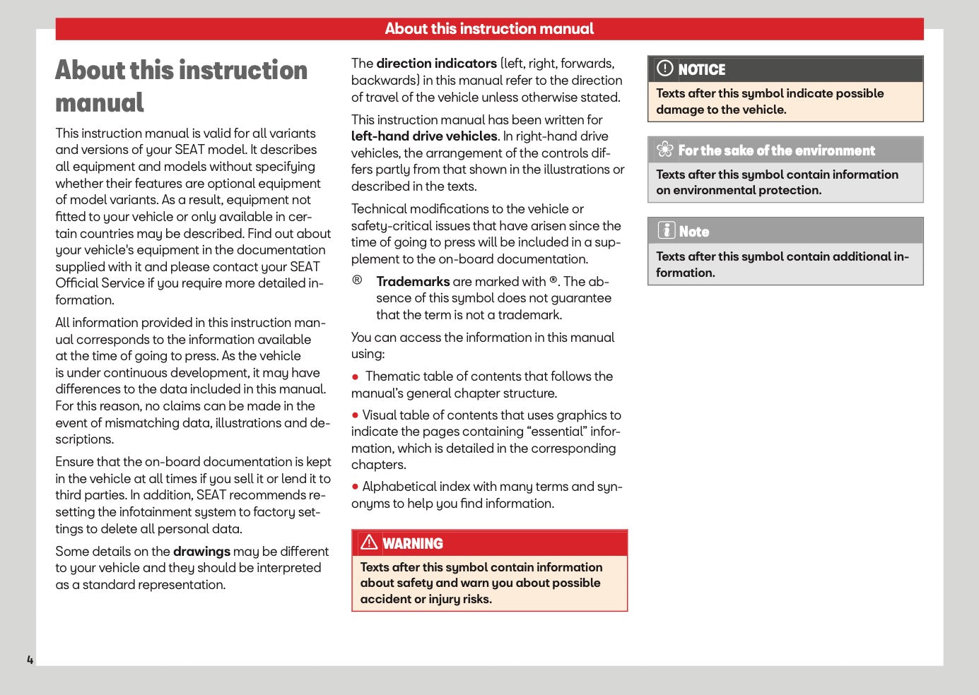 2026 Seat Leon/Leon Sportstourer Owner's Manual | English