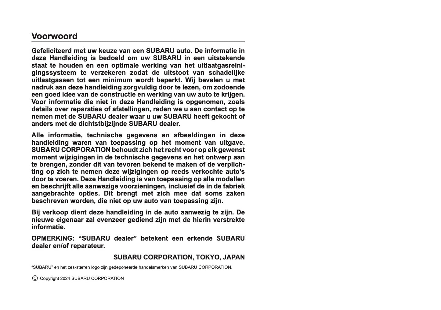 2025 Subaru Forester Owner's Manual | Dutch