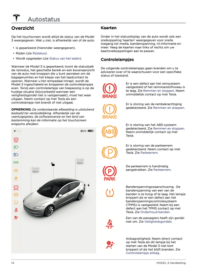 2023-2024 Tesla Model 3 Gebruikershandleiding | Nederlands