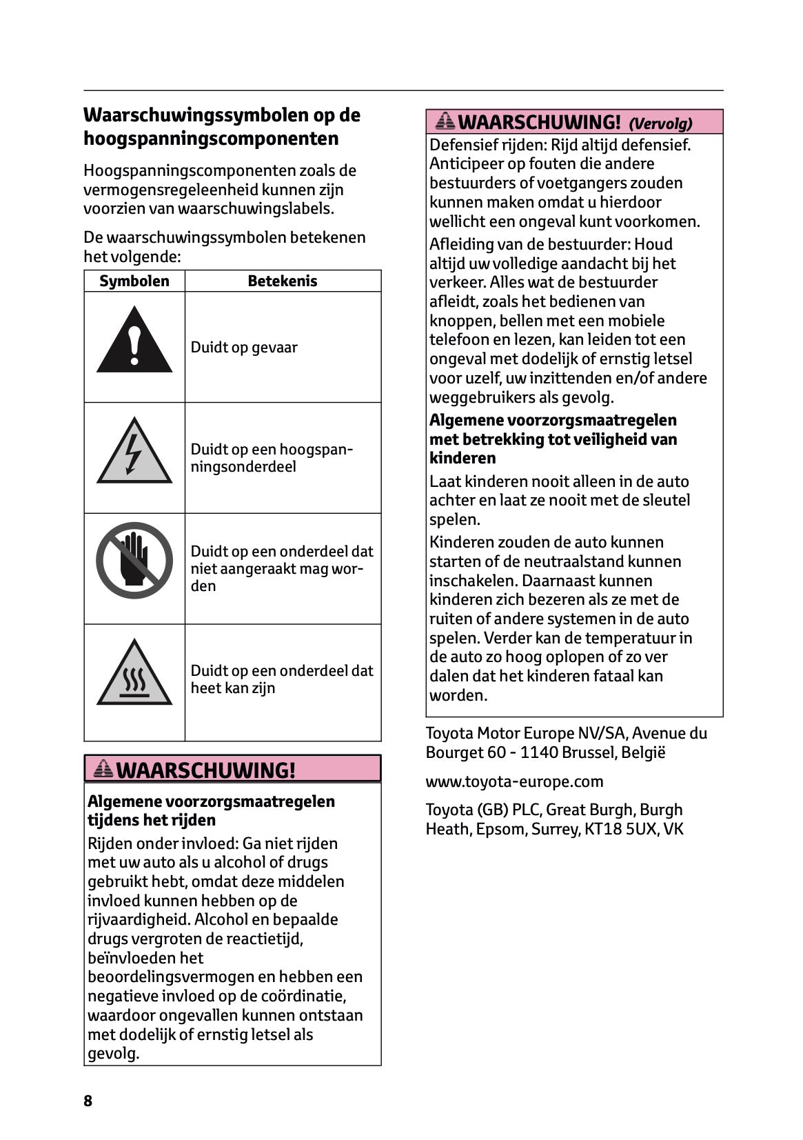 2025 Toyota bZ4X Owner's Manual | Dutch