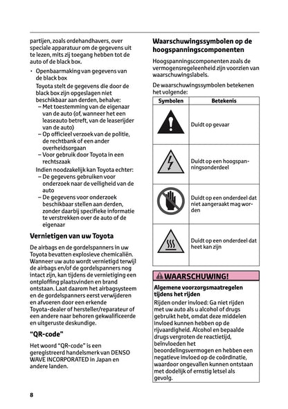 2025-2026 Toyota Camry Hybrid Owner's Manual | Dutch
