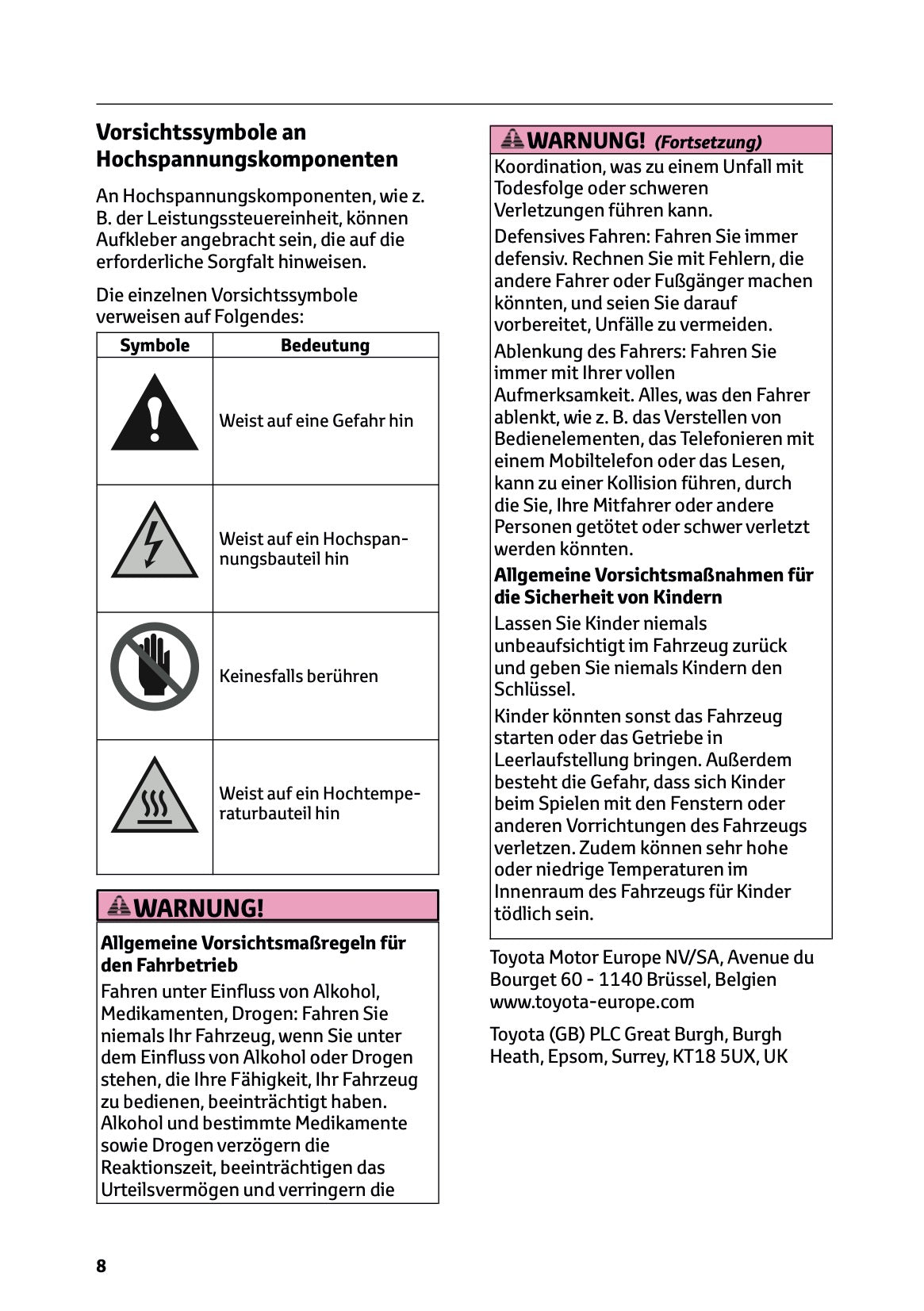 2026 Toyota C-HR Hybrid Owner's Manual | German