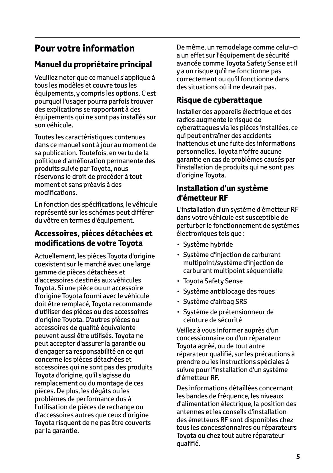 2023-2024 Toyota C-HR Hybrid Manuel du propriétaire | Français