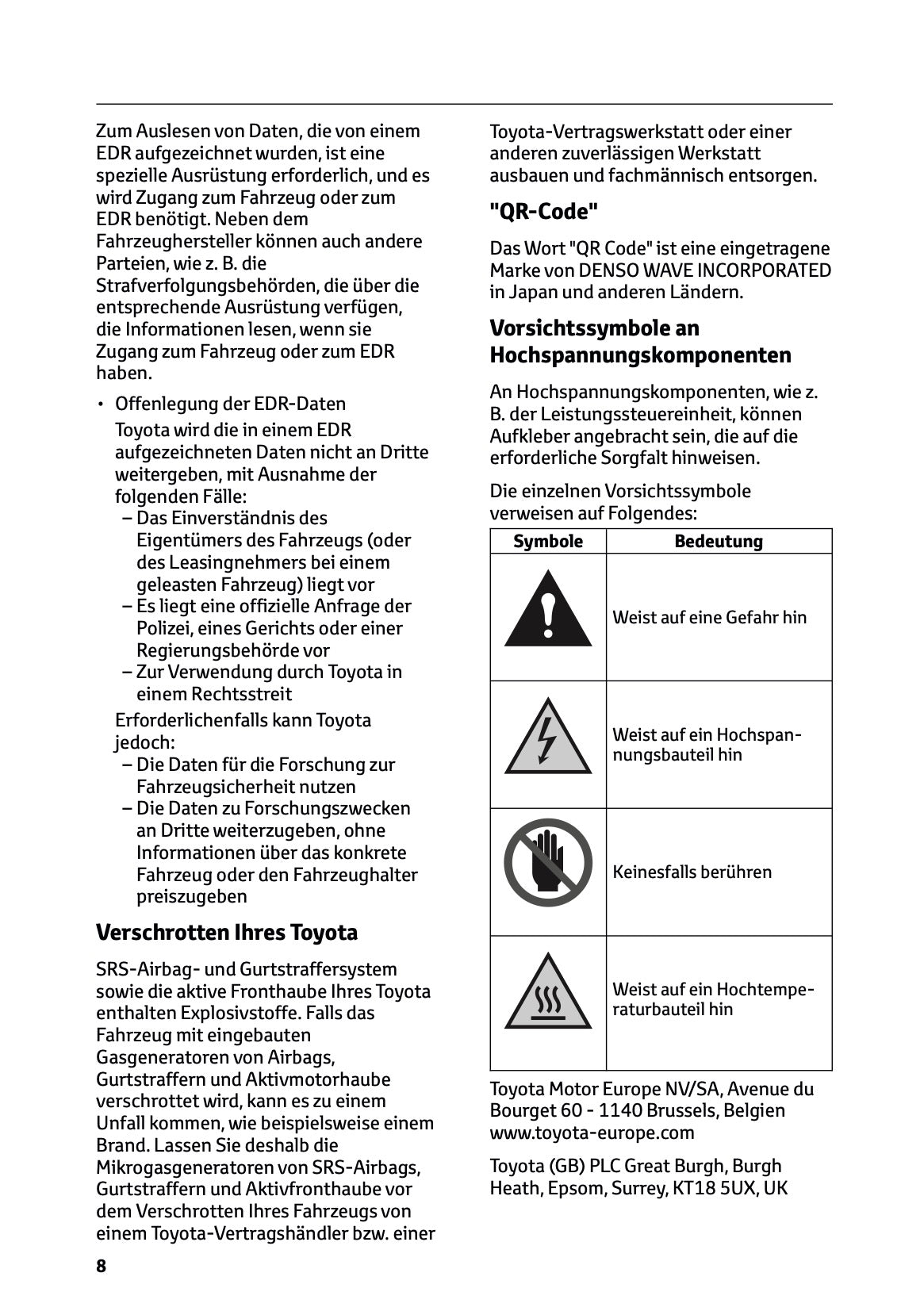 2025-2026 Toyota Mirai Bedienungsanleitung | Deutsch