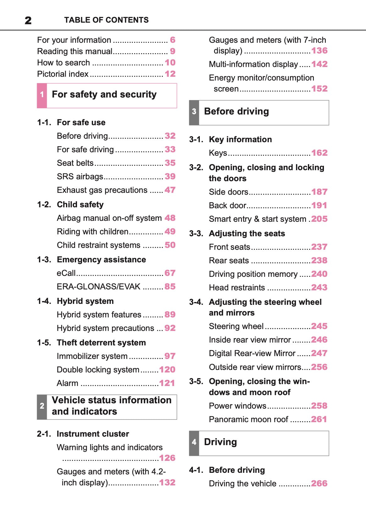 2019-2020 Toyota RAV4 Hybrid Owner's Manual | English