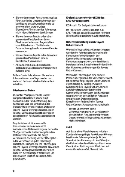 2025-2026 Toyota Urban Cruiser Owner's Manual | German
