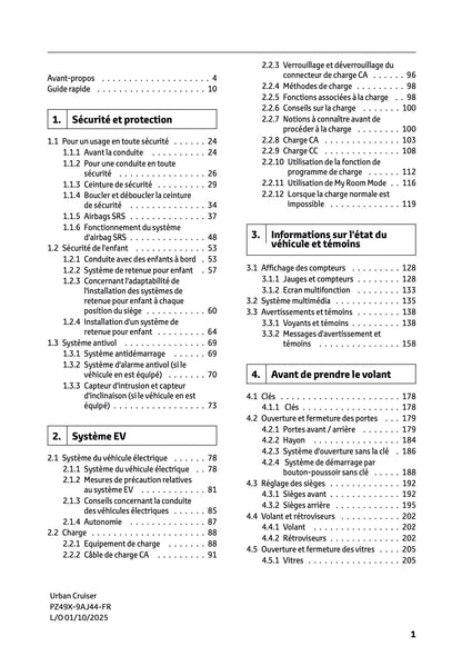 2025-2026 Toyota Urban Cruiser Manuel du propriétaire | Français