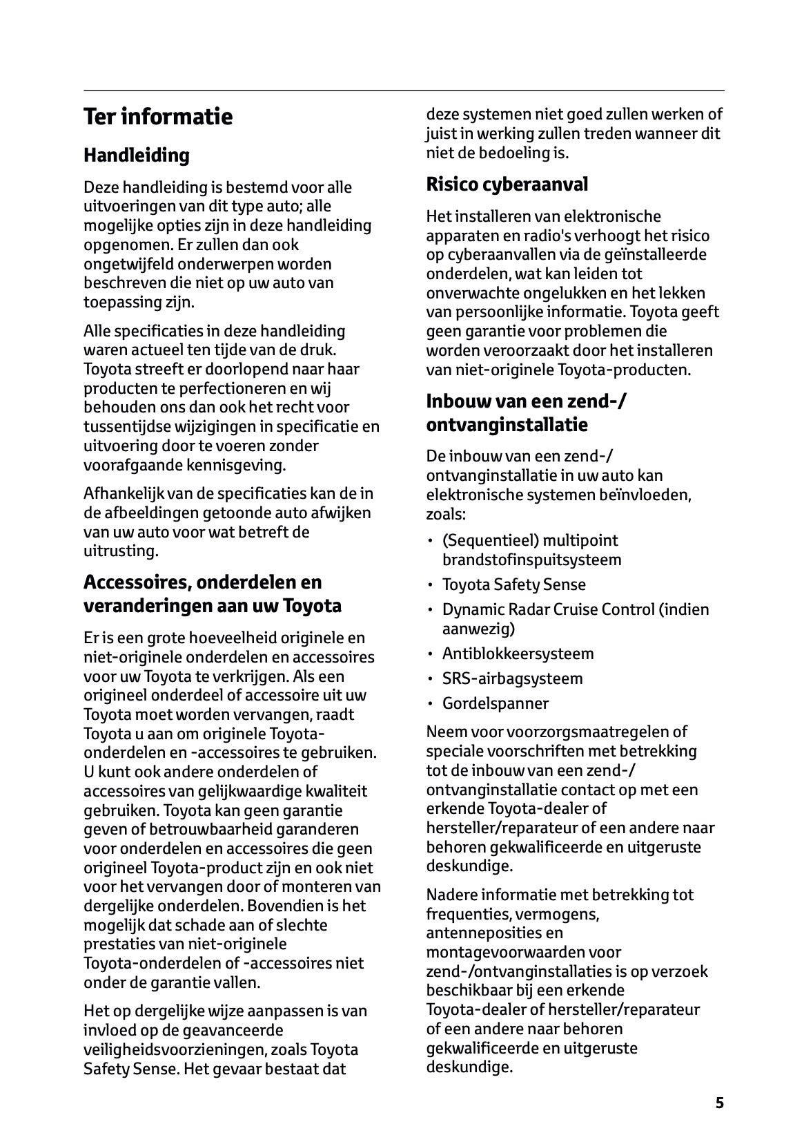 2025 Toyota GR Yaris Owner's Manual | Dutch