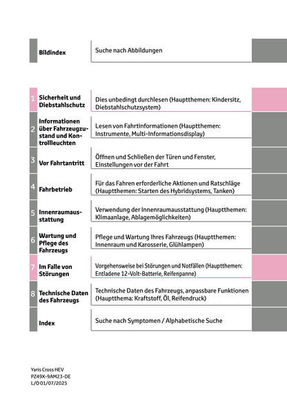 2025 Toyota Yaris Cross Hybrid Owner's Manual | German
