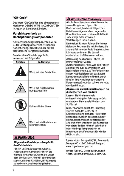 2025 Toyota Yaris Cross Hybrid Owner's Manual | German
