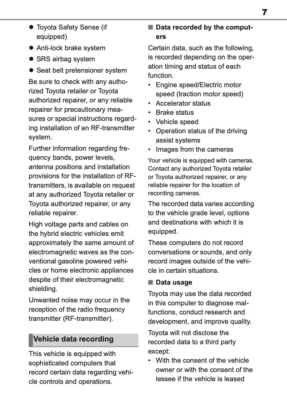 2025 Toyota Yaris Cross Hybrid Owner's Manual | English