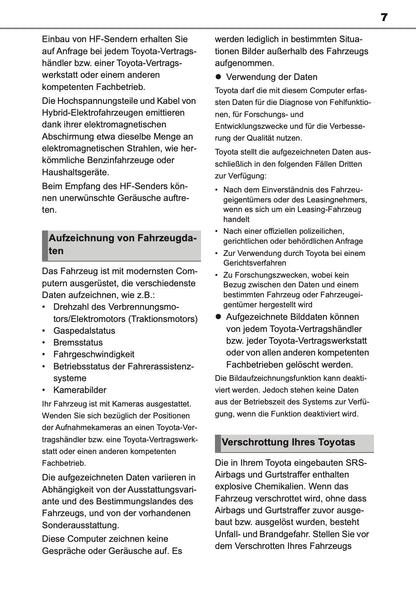 2023-2024 Toyota Yaris Hybrid Owner's Manual | German