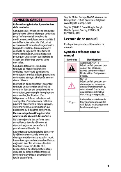 2026 Toyota Yaris Cross Hybrid Owner's Manual | French