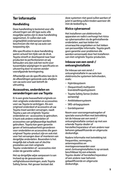 2025 Toyota Yaris Hybrid Owner's Manual | Dutch