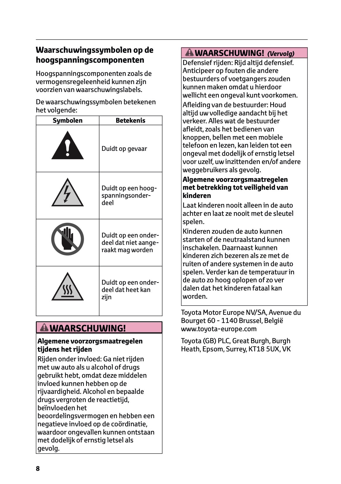 2025 Toyota Yaris Hybrid Owner's Manual | Dutch