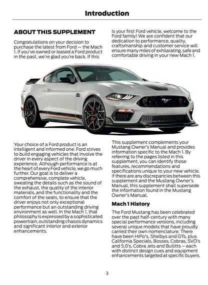 2021 Ford Mustang Mach 1 Owner's Manual Supplement | English