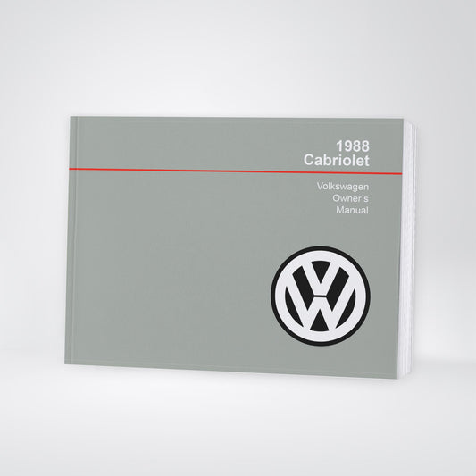 1988 Volkswagen Cabriolet Owner's Manual | English