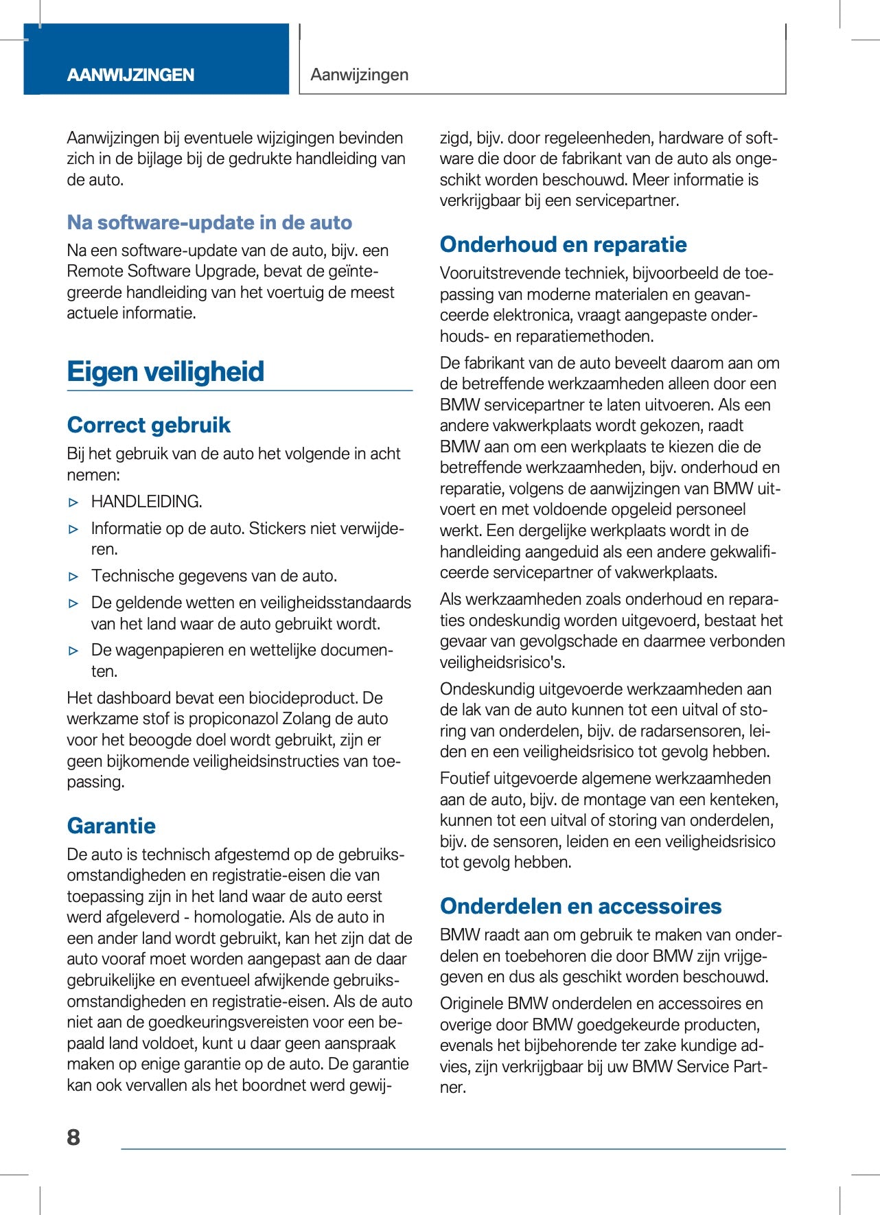 2019-2022 BMW 8-serie Manuel du propriétaire | Néerlandais