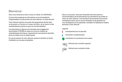 2017-2019 Citroën C3 Aircross Owner's Manual | French