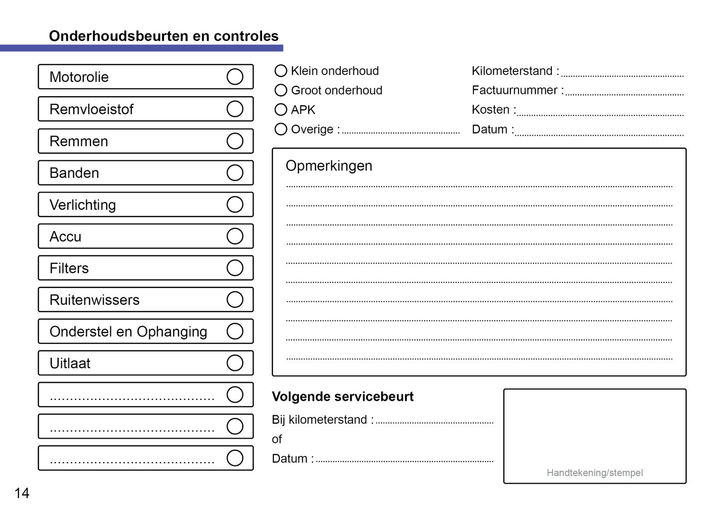 Opel Maintenance Book | Dutch