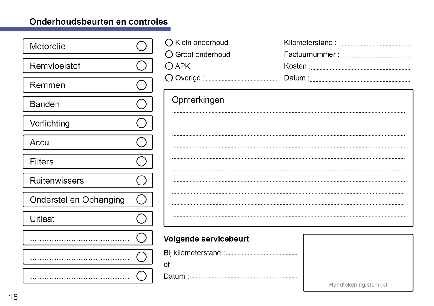 Toyota Onderhoudsboekje | Nederlands