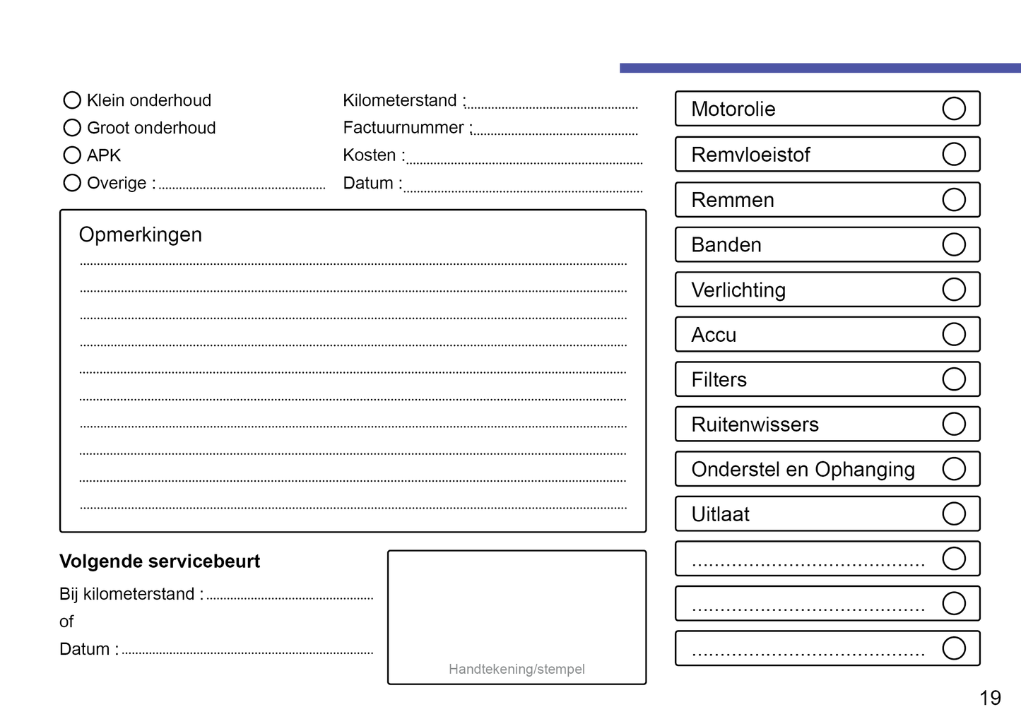 Seat Maintenance Book | Dutch