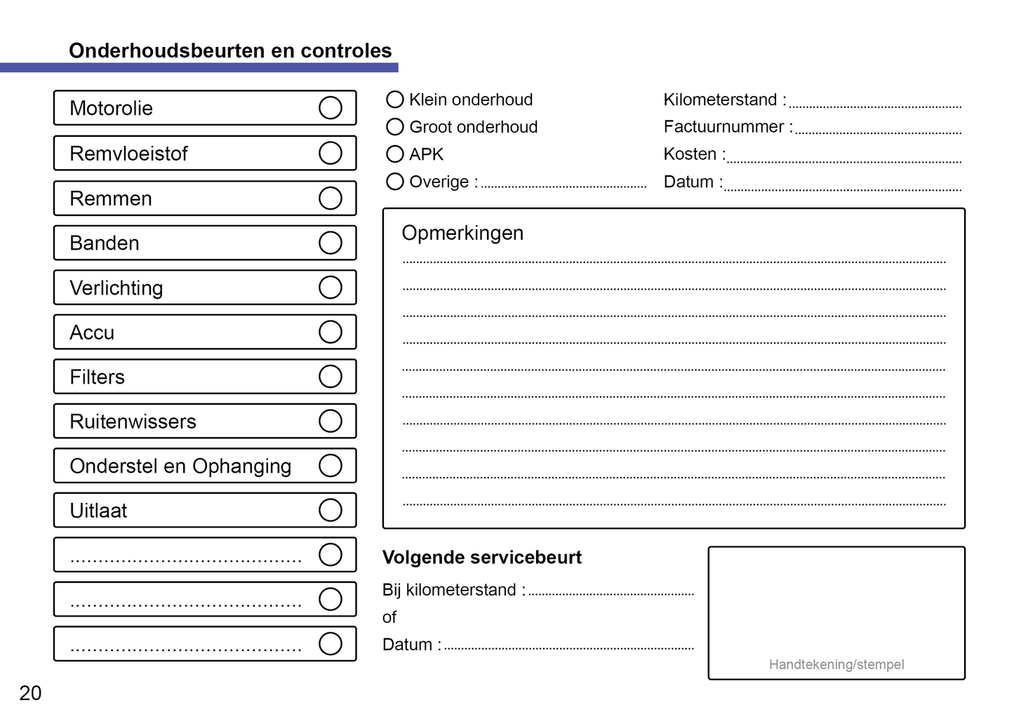 Seat Maintenance Book | Dutch