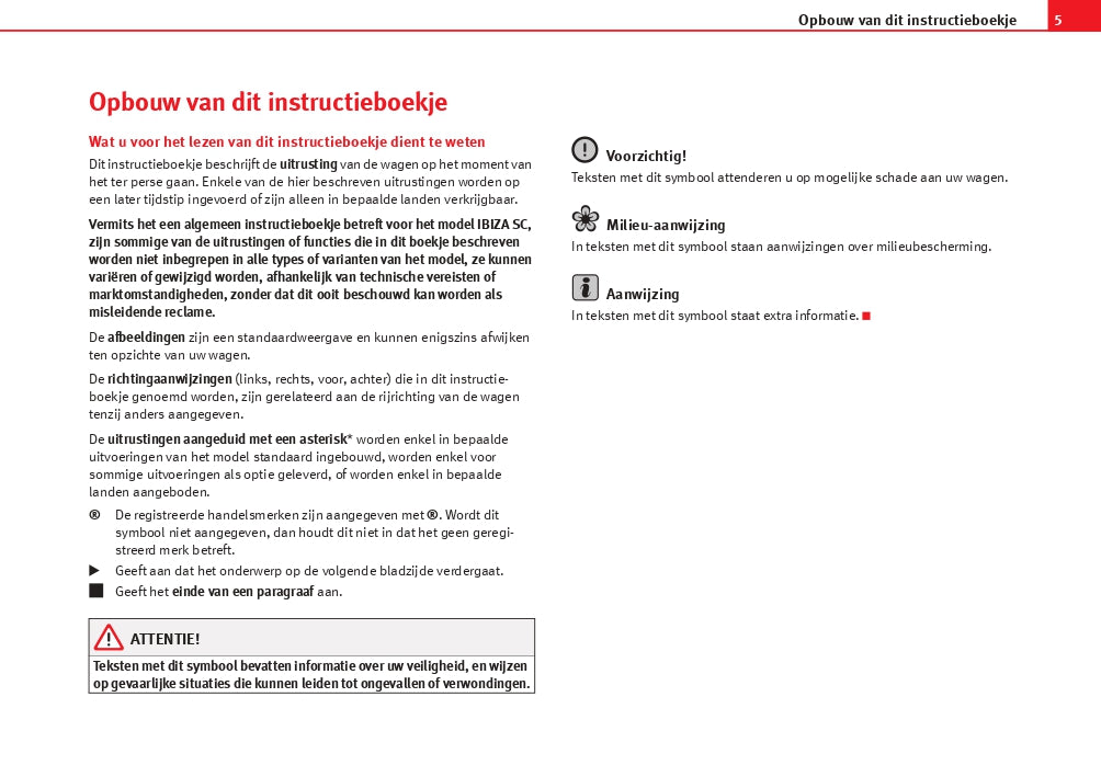 2009-2010 Seat Ibiza SC Owner's Manual | Dutch