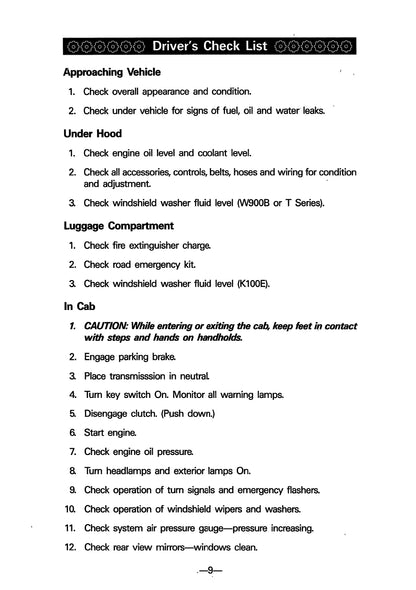 1980-1989 Kenworth Owner's Manual | English