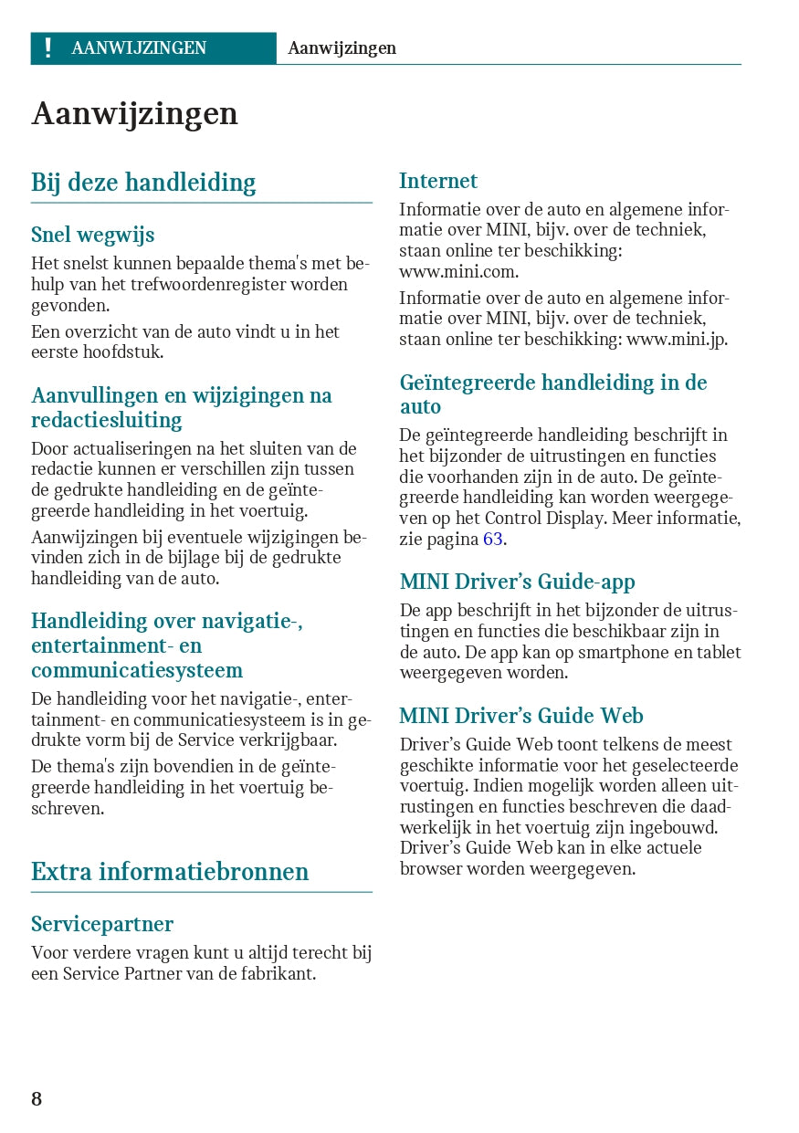 2019 Mini Mini Gebruikershandleiding | Nederlands