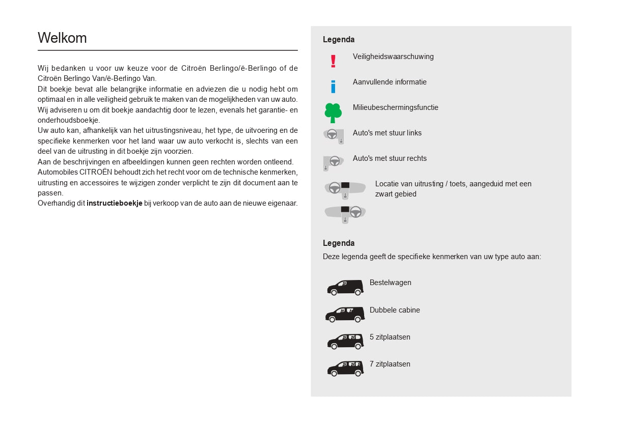 2021-2023 Citroën Berlingo / E-Berlingo / Berlingo Van / E-Berlingo Van Gebruikershandleiding | Nederlands