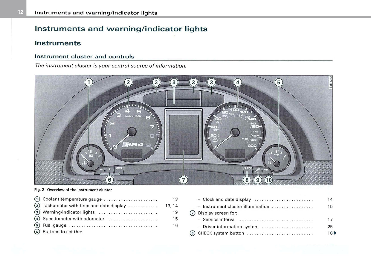 2007 Audi RS 4 Owner's Manual | English