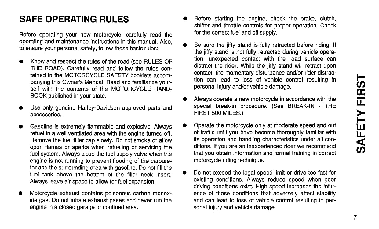 1996 Harley Davidson Police Owner's Manual | English