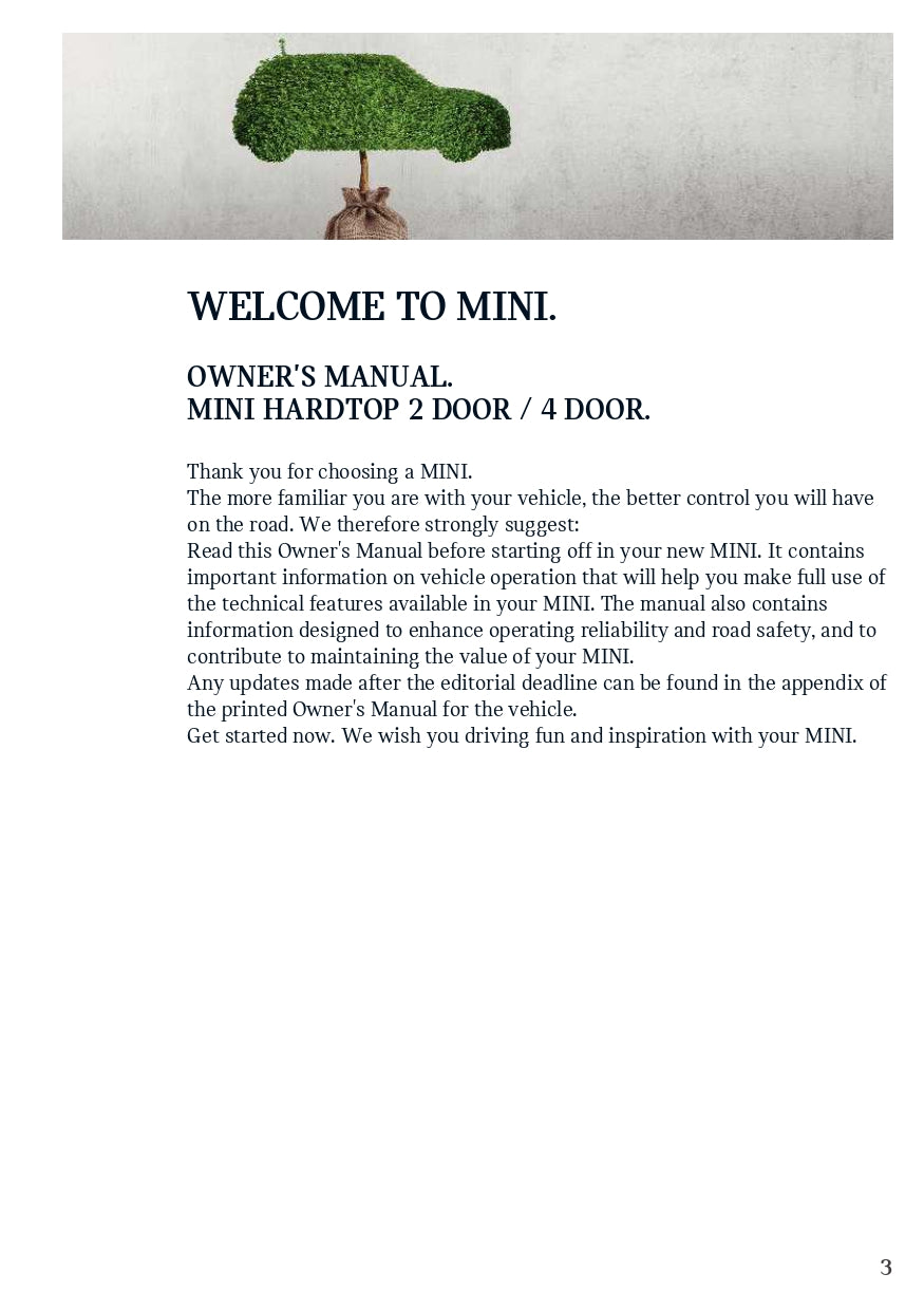 2021 Mini Hardtop 2 Door/4 Door Owner's Manual | English
