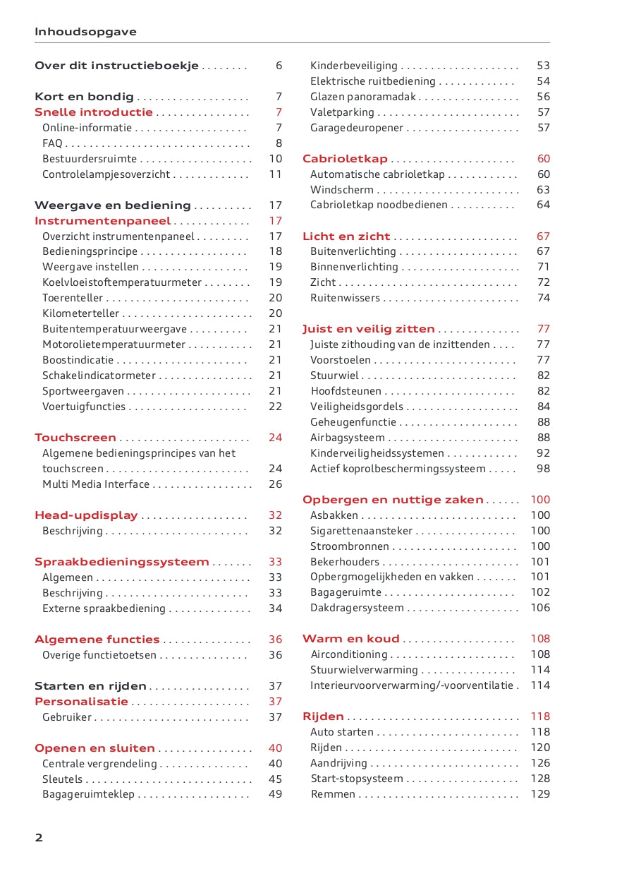 2022-2023 Audi A5 Owner's Manual | Dutch