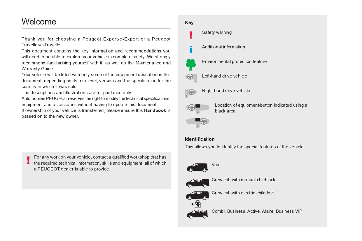 2022-2024 Peugeot Expert/Traveller/e-Expert/e-Traveller Owner's Manual | English