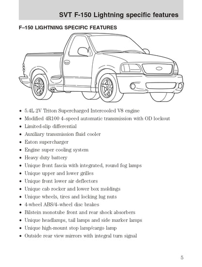 2004 Ford SVT F-150 Manuel du propriétaire Supplement | Anglais