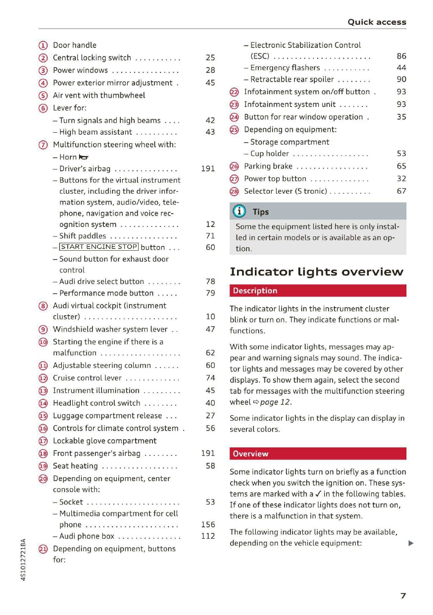 2020 Audi R8 Owner's Manual | English